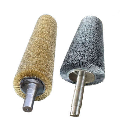 Rust Removal Cylindrical Brass Steel Wire Brush Roller For Polishing